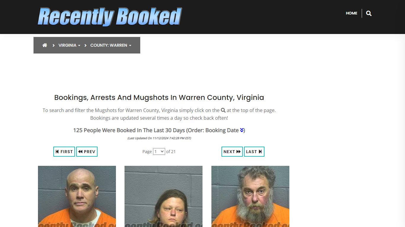 Bookings, Arrests and Mugshots in Warren County, Virginia - Recently Booked