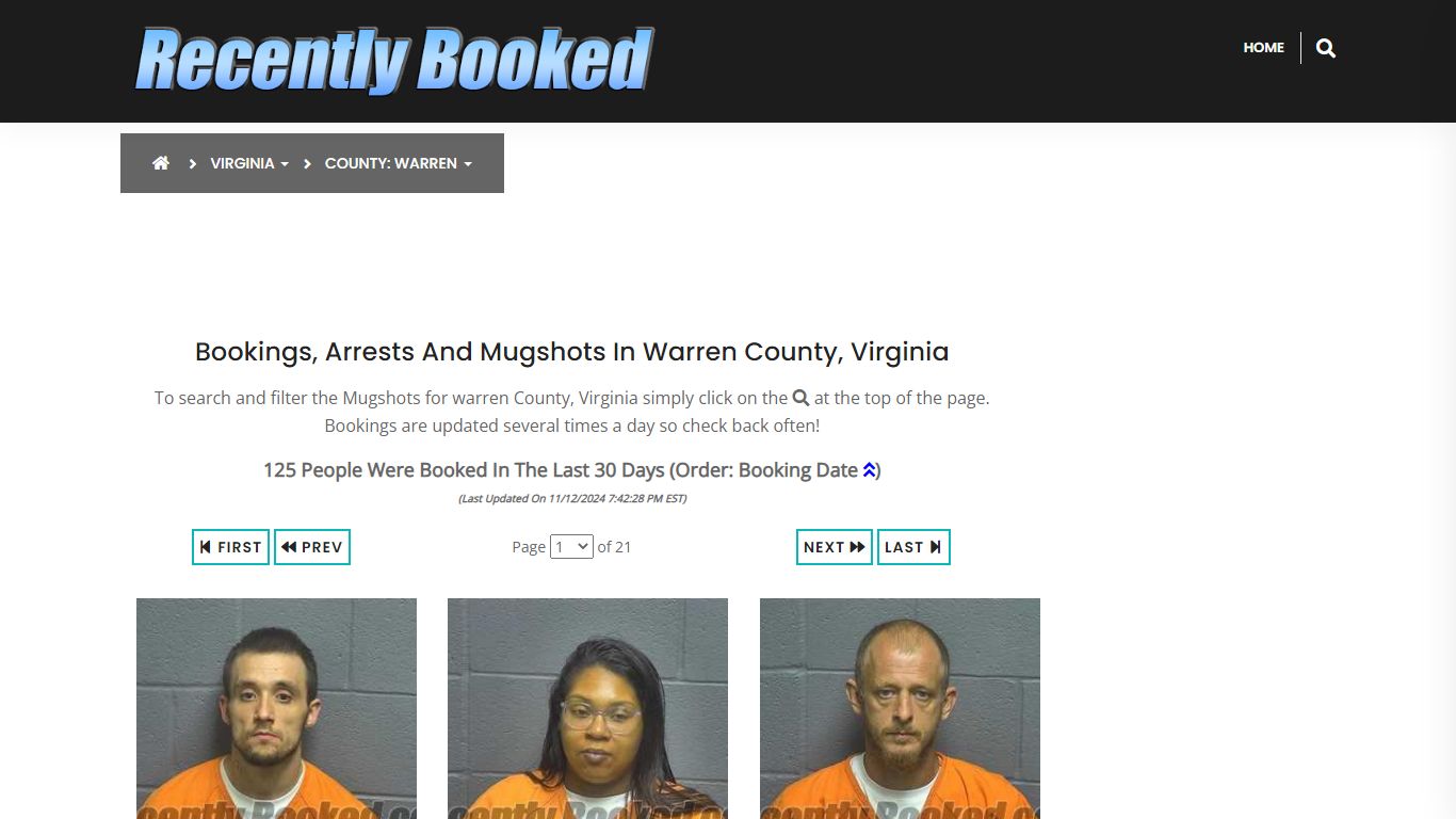 Bookings, Arrests and Mugshots in warren County, Virginia - Recently Booked