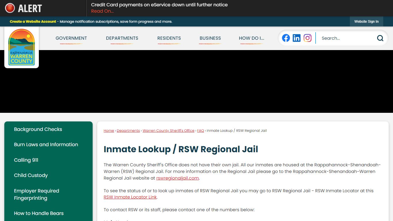 Inmate Lookup / RSW Regional Jail | Warren County, VA